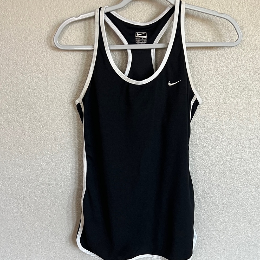 Nike Women's Black Tank Top with White Accents